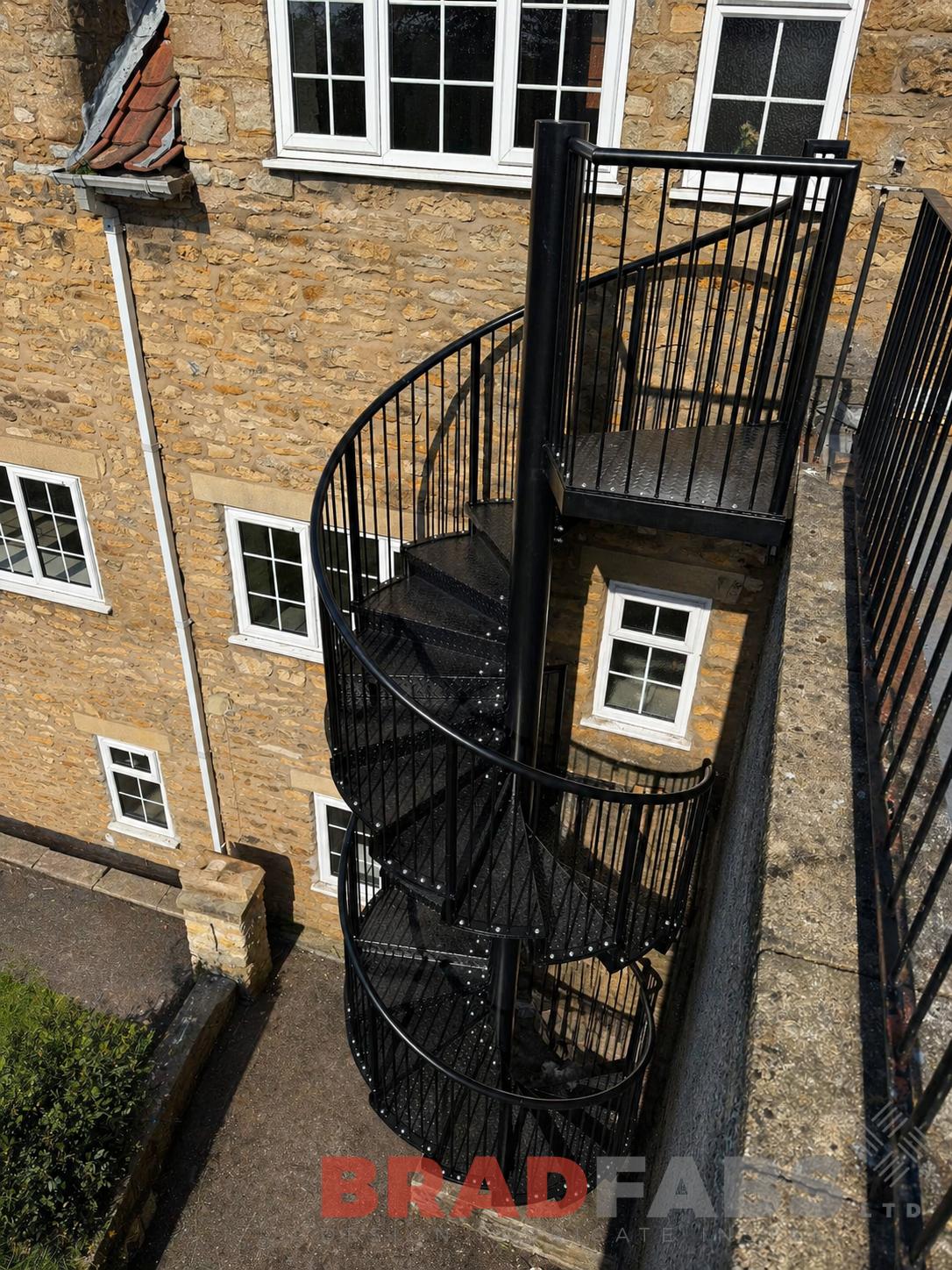 External Spiral Staircase York | Steel Fire Escape Staircase | Bradfabs