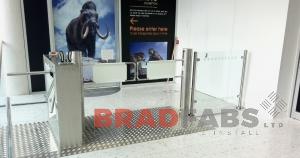 turnstiles fabricated by bradfabs in bradford, cinema turnstiles, airport turnstiles, security turnstiles