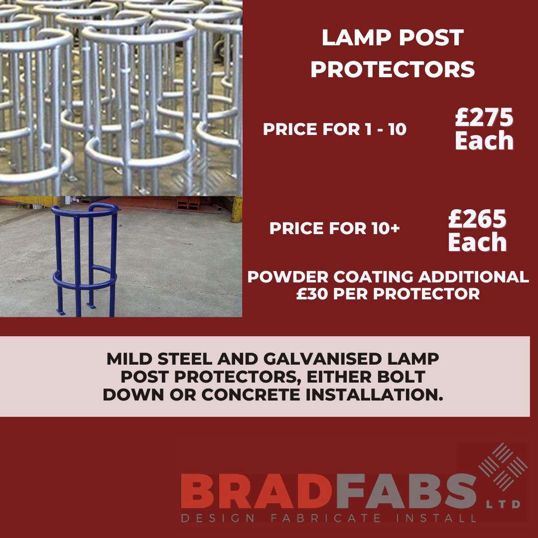 Lamp post protectors supplied by Bradfabs throughout the UK