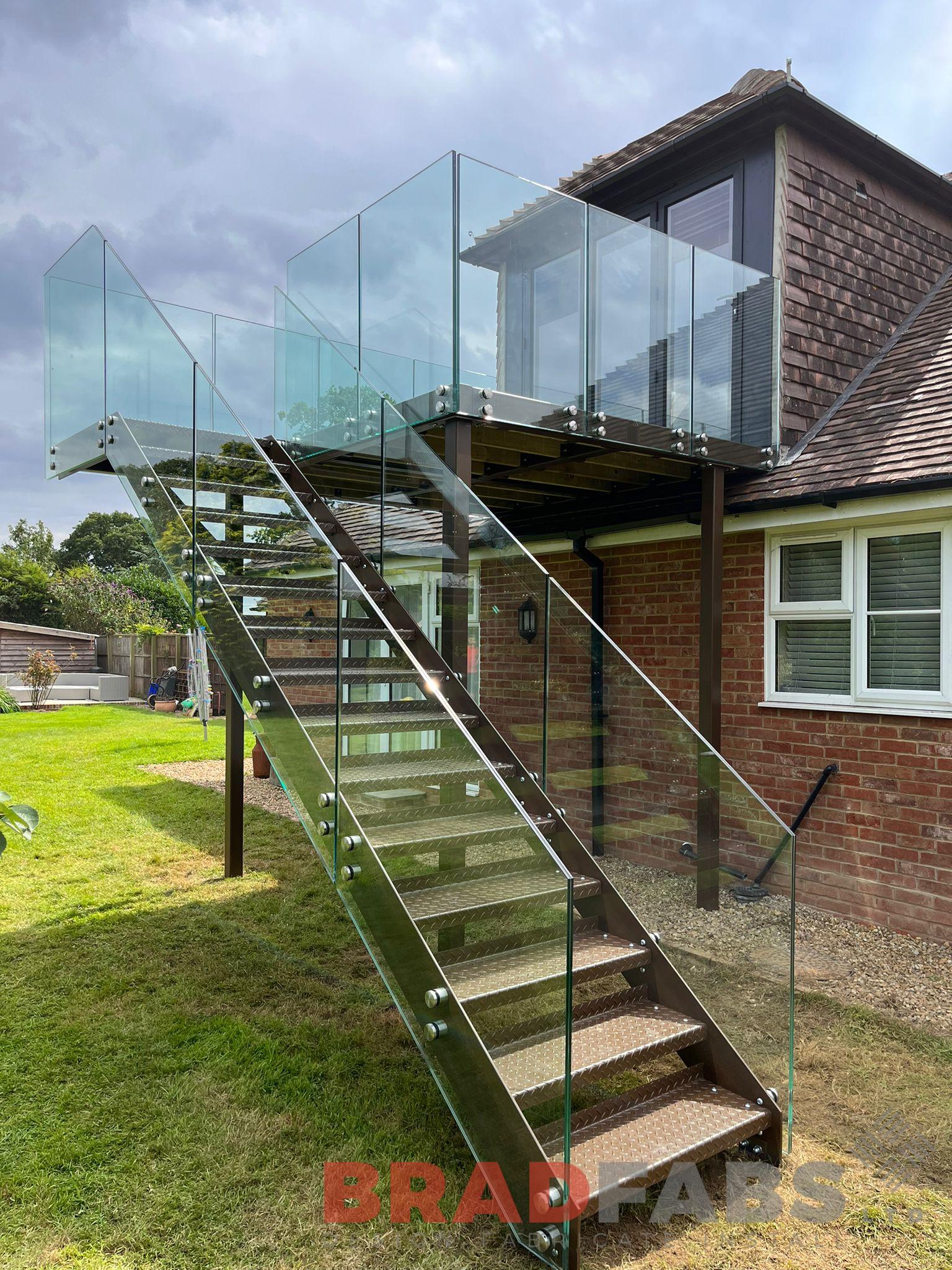 Bradfabs staircase, external steel staircase from a bespoke balcony  