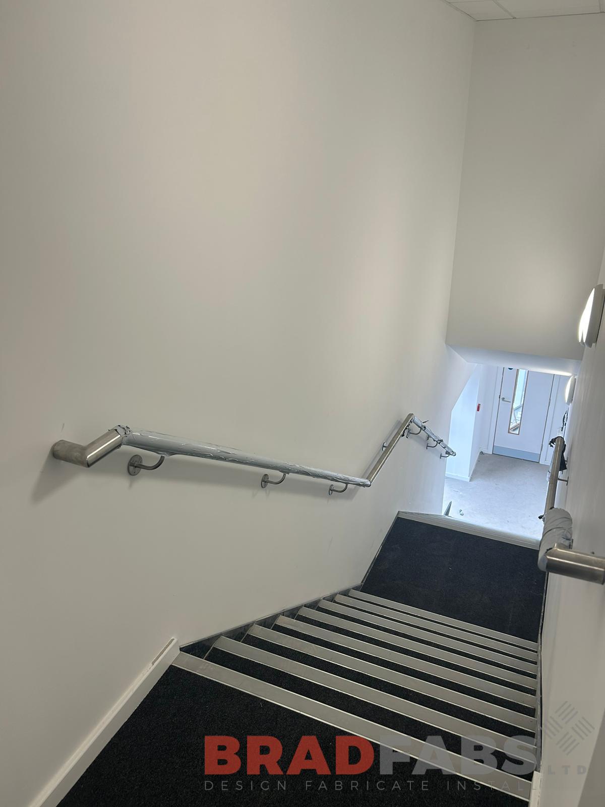 Bradfabs staircase, internal staircase, stainless steel handrails 