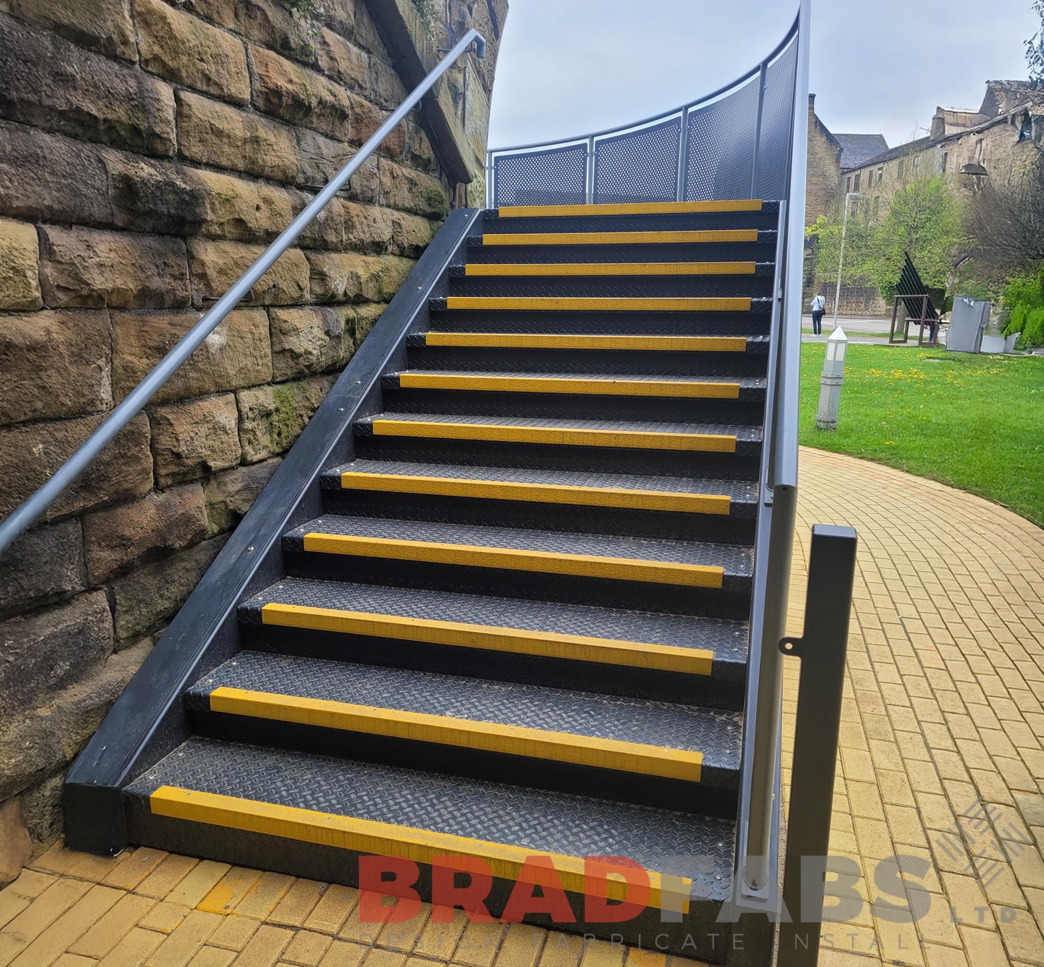 Bradfabs external staircase with large curved landing by bradfabs