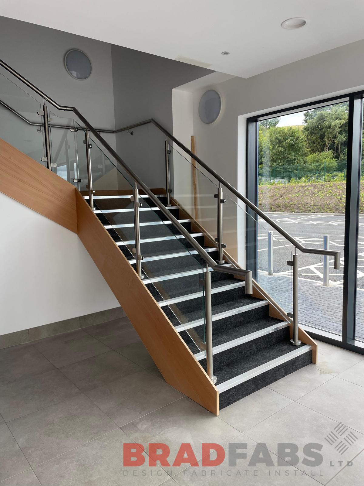 internal staircase by bradfabs, stainless steel and glass balustrade by bradfabs