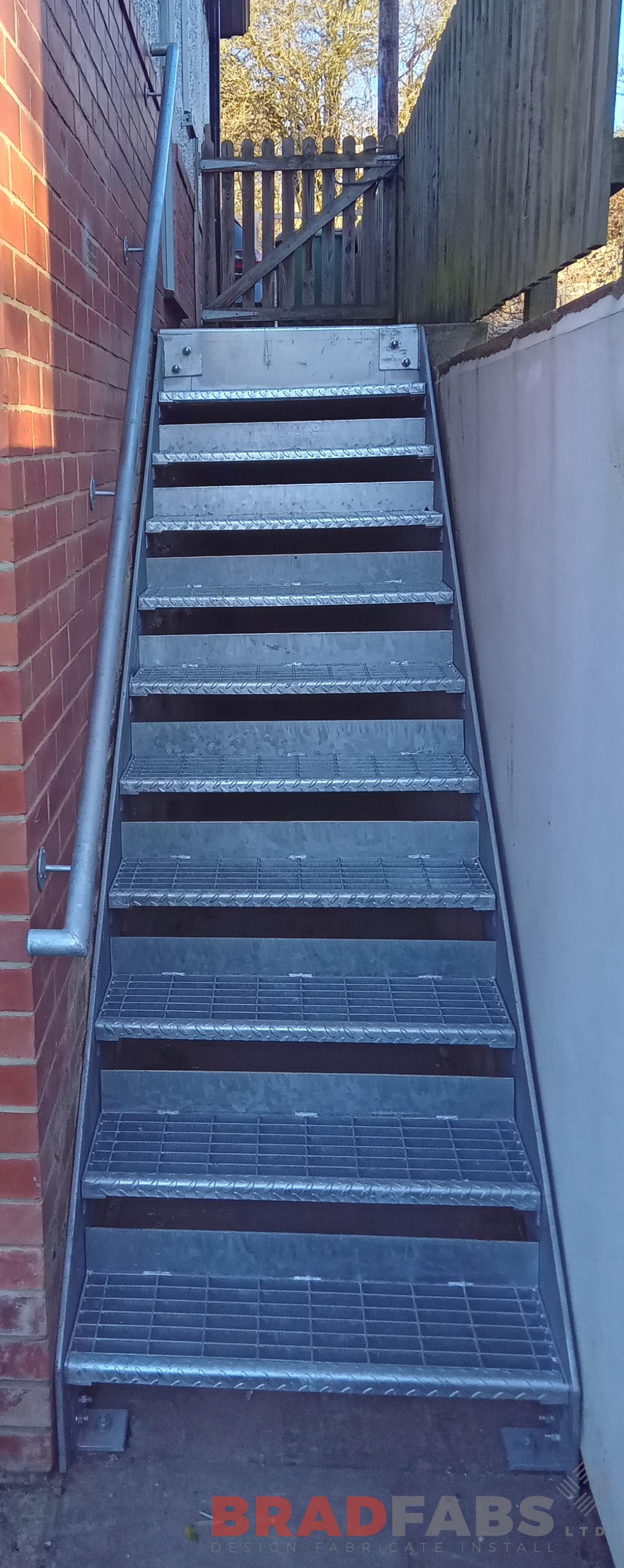 external galvanised staircase with open mesh treads by bradfabs 