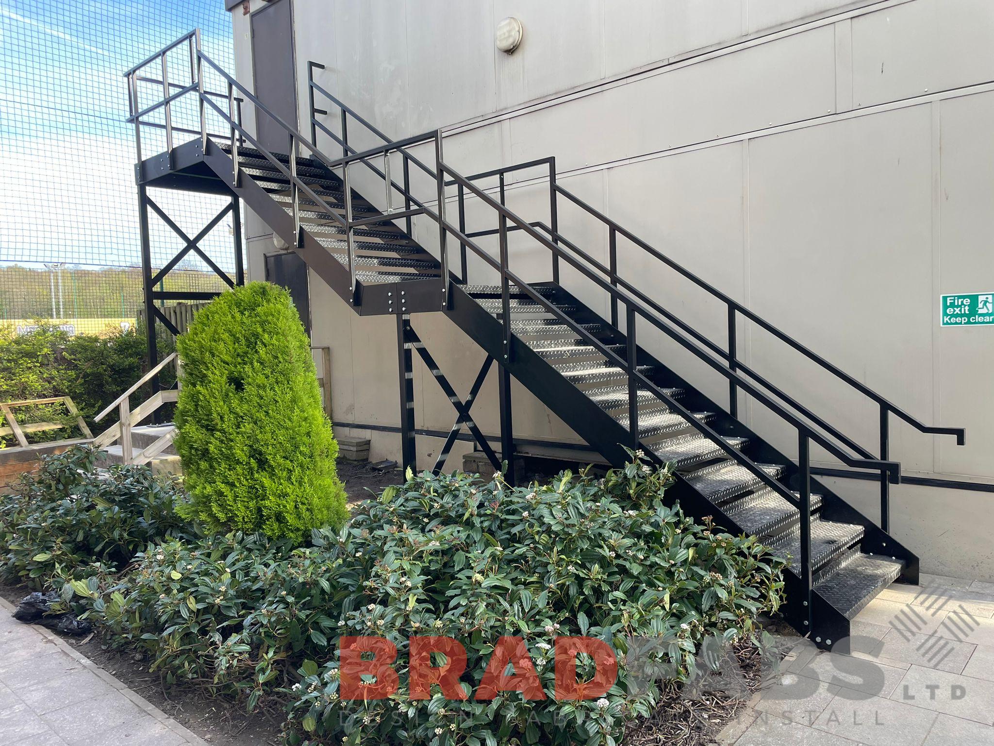 School access staircase for emergency in steel