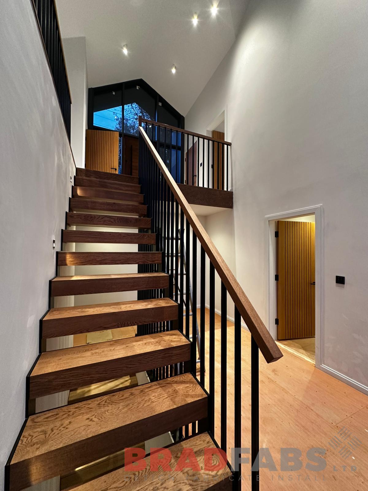 Internal Sawtooth Staircase with Oak Treads | Powder Coated Steel UK