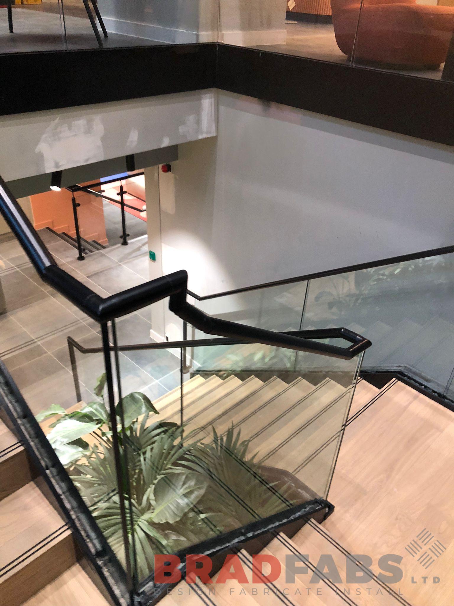 Commercial Glass Balustrade Staircase Glasgow | NHS Meridian Court | Bradfabs
