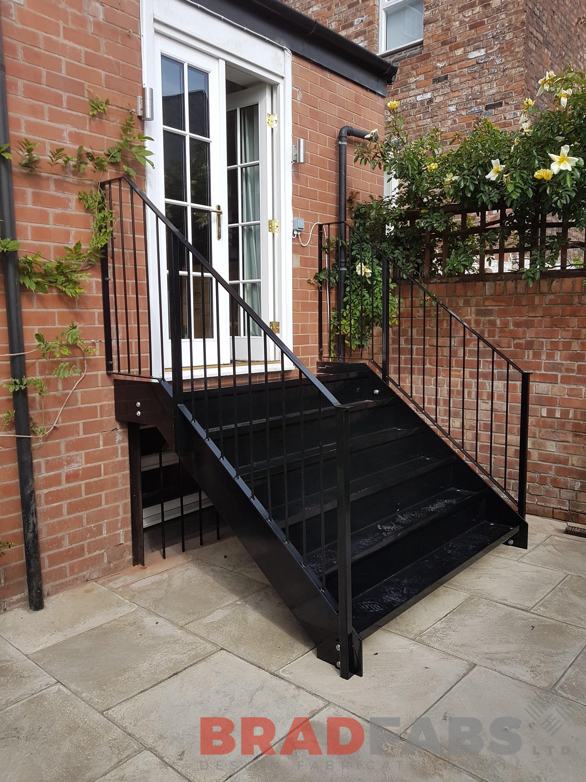 Steel Fabricators Of Balconies Staircases External Steel Staircase Allowing Access To The Side Of The Property Finished Off With Timber Decking Fabricated And Delivered Throughtout The Uk