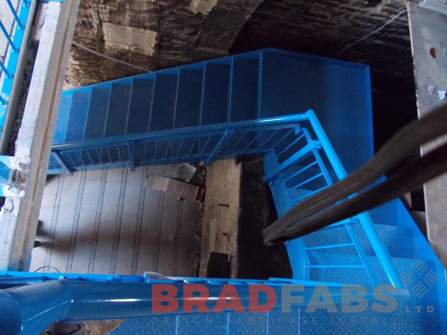 Bradfabs, mild steel internal staircase, powder coated, durbar treads, bespoke staircase 