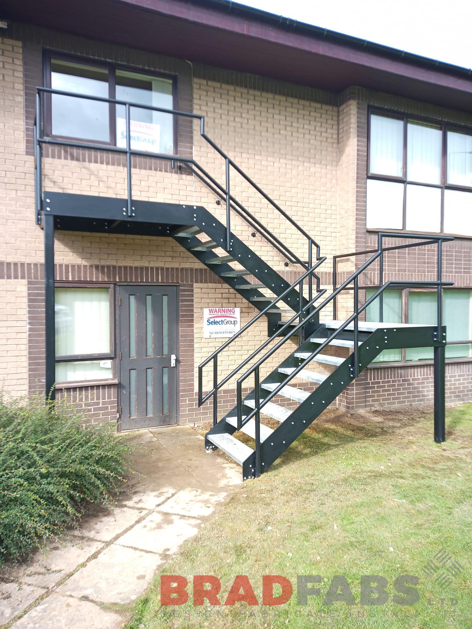 Bradfabs, staircase, external staircase, metal staircase, BNOP5 flooring, balustrade, steelwork 