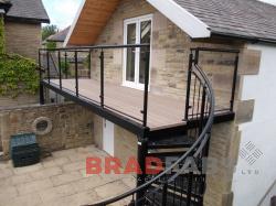 Large Balcony featuring Spiral Staircase all in mild steel, galvanised and powder coated, bespoke by bradfabs 