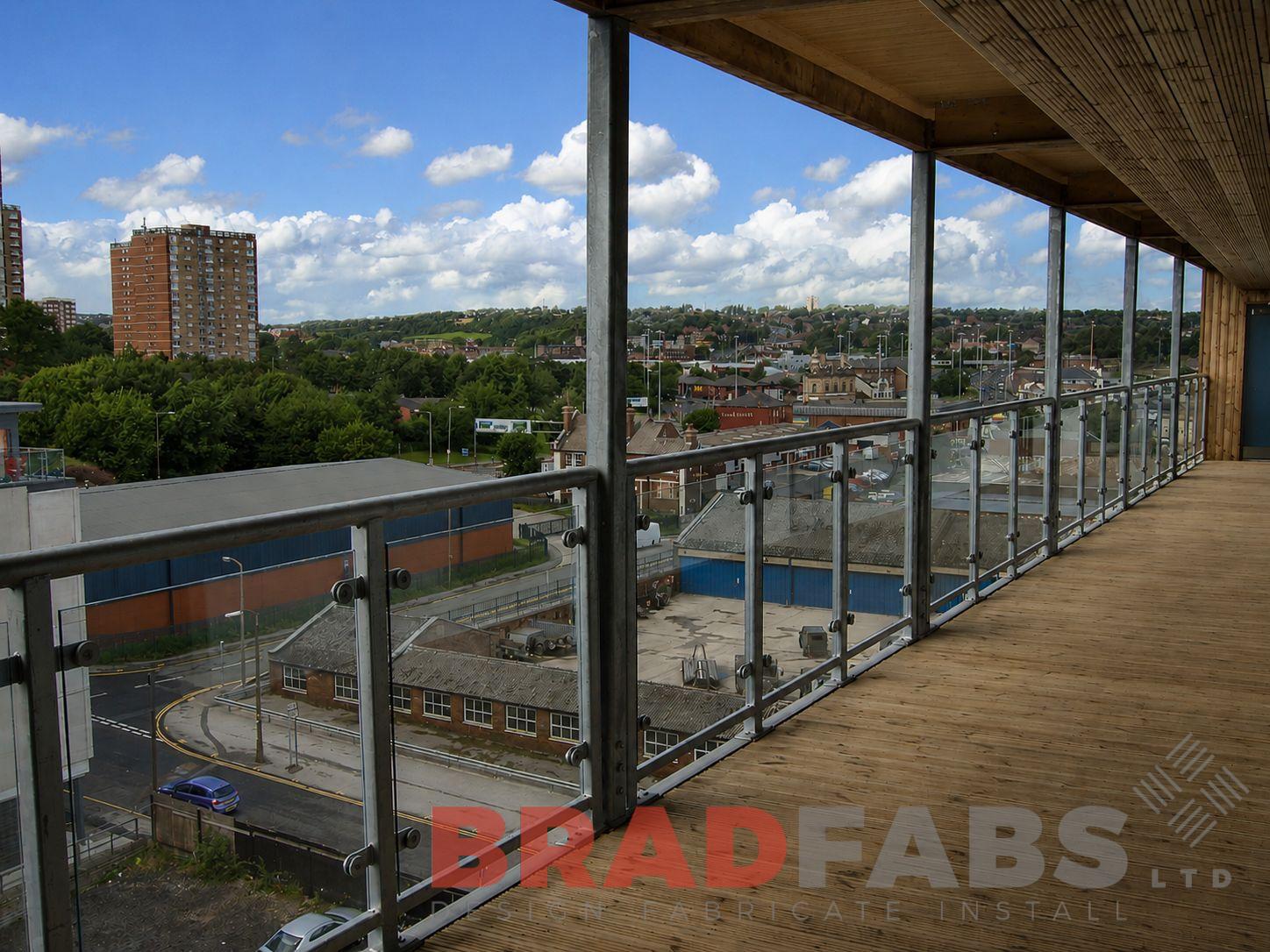 Bradfabs made the steel walkway structure to fit on the front of a set of apartments in Leeds City Centre
